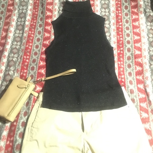 NWOT silk turtleneck black shine - Picture 3 of 7